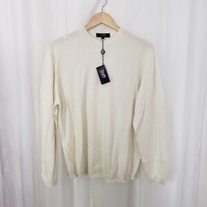 Raffi linea uomo white merino wool bend crew neck sweater fine knit Size medium